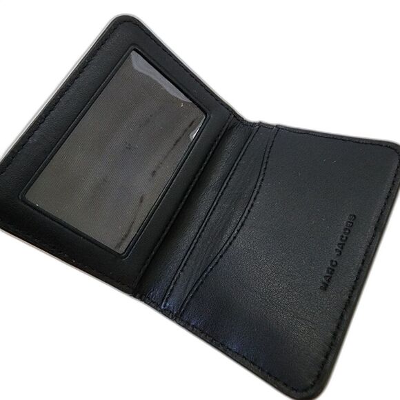 Marc Jacobs Card Case Holder Leather Bicolor Gold Logo Unisex w/ box - Picture 4 of 6